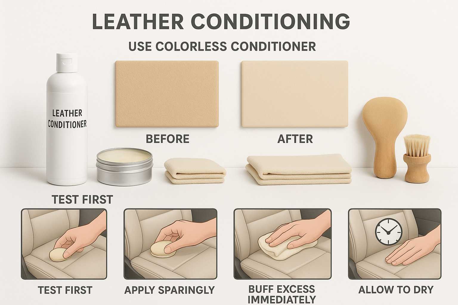 How to avoid darkening light leather when conditioning